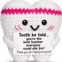 2 x Funny Teacher Appreciation Gifts,Dental Hygienist Assistant Gifts for Women,Clinical Instructor Mentor Appreciation Gift,National Dentist Day Decor,Handmade Crochet Tooth Doll for Student Graduation