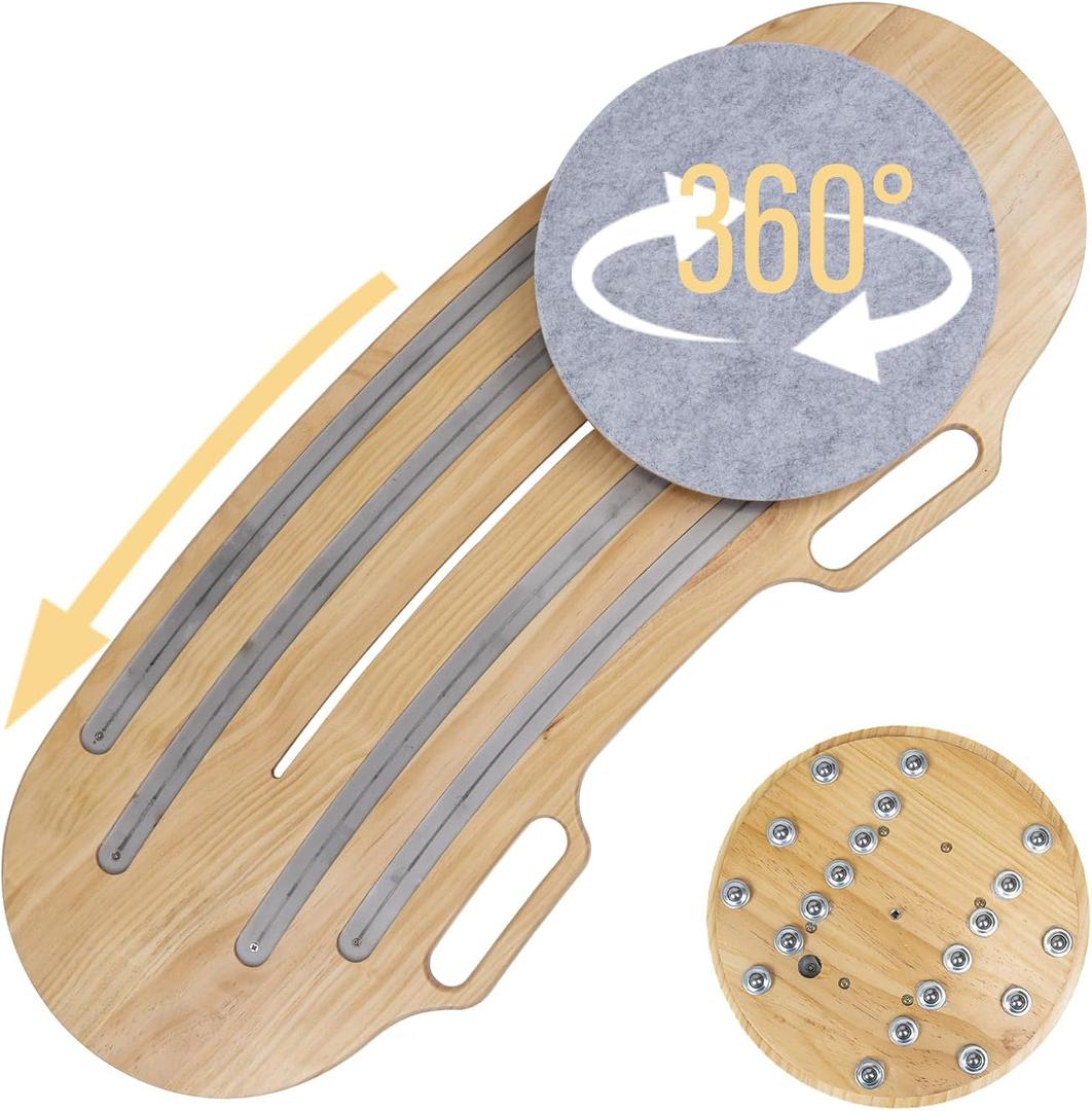 Wood Arc-Shaped Slide Transfer Board,Patient/Seniors Move Assist Device,Transfer to Wheelchair/Car/Toilet/Tub/Slide Sheet,with Soft Seat,Holds up to 500 Pounds,2 Cut Out Handles,35.5 * 13.4”