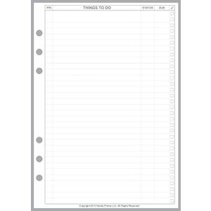 A5 Size to Do List Planner Pages, Sized and Punched for 6-Ring A5 Notebooks by Filofax, LV (GM), Kikki K, TMI, and Others. Sheet Size 5.83" x 8.27" (148mm x 210mm)