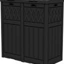 DWVO 76 Gallon Garbage Dual Can, Resin Outdoor Trash Can with Tiered Lid and Drip Tray, Waterproof Trash Bin for Patio, Kitchen, Backyard (Black)