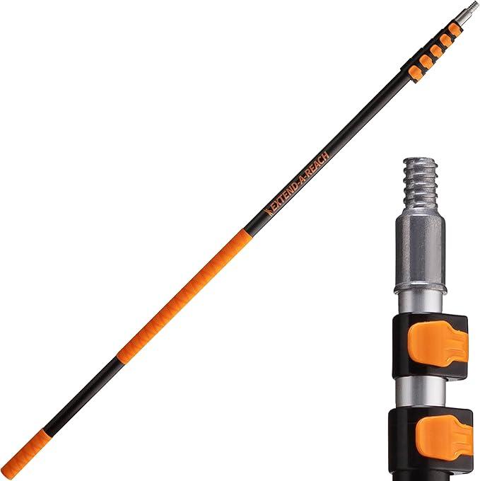 5-24 ft Long Telescoping Extension Pole // Multi-Purpose Extendable Pole with Universal Twist-on Metal Tip // Lightweight and Sturdy // Best Telescopic Pole for Painting, Dusting and Window Cleaning