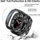 2+2 Pack Compatible with Samsung Galaxy Watch 7 Ultra Screen Protector + Case Protective, HD Tempered Glass + Hard PC Cover for Galaxy Watch 7 Ultra 47mm Accessories (Starlight+Black)