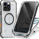 for iPhone 16 Pro Max Waterproof Case Privacy, Built-in [Anti-Peeping Screen] [Camera Control] [Lanyard], IP68 Military Full Body Magnetic Shockproof for Water Sports, 6.9" Frosted Black