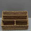 Woven Divided Storage Basket Desk Organizer Tabletop Mail Holder Countertop Paper Woven Basket Home Office Supplies (4 Compartments)