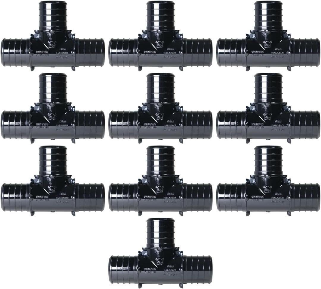10 Pack XFITTING 1 in x 1 in x 1 in Pex Tee Poly Alloy Tee, Plastic Tee