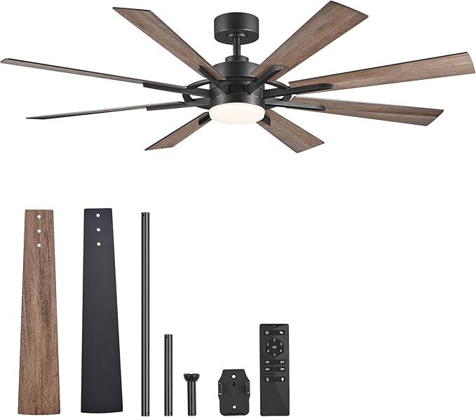 VONLUCE Ceiling Fans with Lights, 60 Inch Ceiling Fan and Remote, 3CCT, 6 Speeds Reversible Quiet DC Motor, Ceiling Fan for Living Room Farmhouse Bedroom Kitchen Patio Indoor, Black