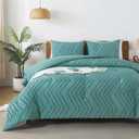 Andency Grayish Teal Comforter Set King Size, Boho Soft Warm Tufted Bedding Comforter Sets for King Size Bed, 3 Pieces Aesthetic Chevron Farmhouse Cute Bohemian Textured Bedding Set