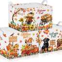 3 Pcs Thanksgiving Storage Basket for Gift Foldable Harvest Baskets with Pumpkin Dogs Maple Leaf Scarecrow Cart Fall Collapsible Bins Farm Harvest Storage Baskets for Home Office Clothes Room