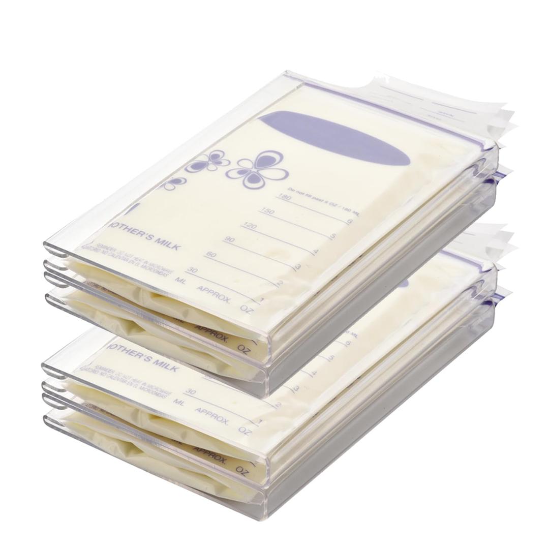 4-Pack Freeze Flat Breast Milk Storage Bag |Breastmilk Freezer Flattener Kit Make Mother's Milk Bags Organizer Even to Save Refrigerator Space | Fit 3 4 5 6oz