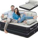YITAHOME Queen Size Inflatable Sofa Bed with Headboard and Pump, Convertible Blow Up Couch, 2-in-1 Black Air Sofa Bed for Home, Camping, and Guests, Gray