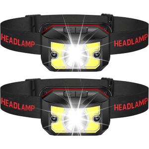 2 Pack Headlamp - Super Bright Rechargeable Flashlight, Fathers Day Fishing Gear Headlights 8 Modes with USB-C Fast Charge, IPX4 Waterproof Motion for Camping Essentials Hiking Home Emergency