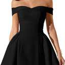 LAGSHIAN Women's Summer Classy Formal Sleeveless Off Shoulder A-line Cocktail Party Mini Dress, Size: X-Large