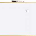 2 x U Brands Magnetic Dry Erase Monthly Calendar Whiteboard 16" x 20", Gold Aluminum Frame, Wall Mounted Planner for Office, Home, and Classroom, Includes Marker and Magnet
