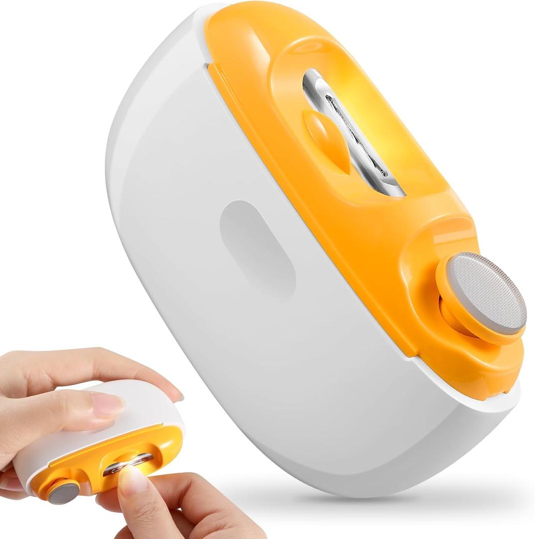 Electric Nail Clipper - 2 in 1 Smart Electric Nail Clippers for Seniors, Adults, Baby, Children, Polishing Clipper with LED Light, 2 Adjustable Speeds, USB Rechargeable Electric Nail Trimmer (White)