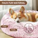 JOLLYVOGUE Calming Small Dog & Cat Bed for Indoor Cats - 20 inches Washable Donut Bed for Kittens & Puppies, Anti-Anxiety Round Fluffy Plush Pet Beds (Fits up to 15 lbs, Smoke Pink)