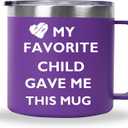 Best Mom Gifts from Son Daughter, Thank You Inspirational Gift for Women, Birthday Christmas Mothers Day Gift, 12 OZ Stainless Steel Insulated Coffee Mug with Lid Purple (My favorite child gave me(VT))