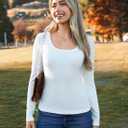 Zeagoo Women's Long Sleeve Scoop Neck Shirts Casual Slim Fit Rib Knit Tops Summer Fall Basic Business Work Tee (Black+white+stripes)