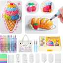 RuiHawk 75 Pcs Magic Foam Texture Painting Kit, Magic Puffy Paint Kit with 24 Auto-Flow Acrylic Markers, 38 Texture Sheets, 10 Bead Necklace & Tote Bag | DIY Art Supplies & Creative Gift for Kids