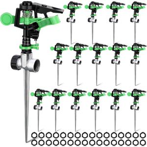 Sprinklers for Yard Garden Sprinkler 360 Degree Automatic Rotating Lawn Sprinkler with Water Stop Ring Adjustable Rotating Pulsating Sprinklers for Yard Ground Grass Irrigation System (16)