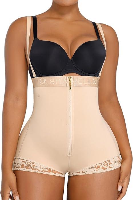 SHAPELLX Shapewear Tummy Control Butt Lifter Panties Faja Body Shaper for Women High Waist Trainer Open Bust Bodysuit S