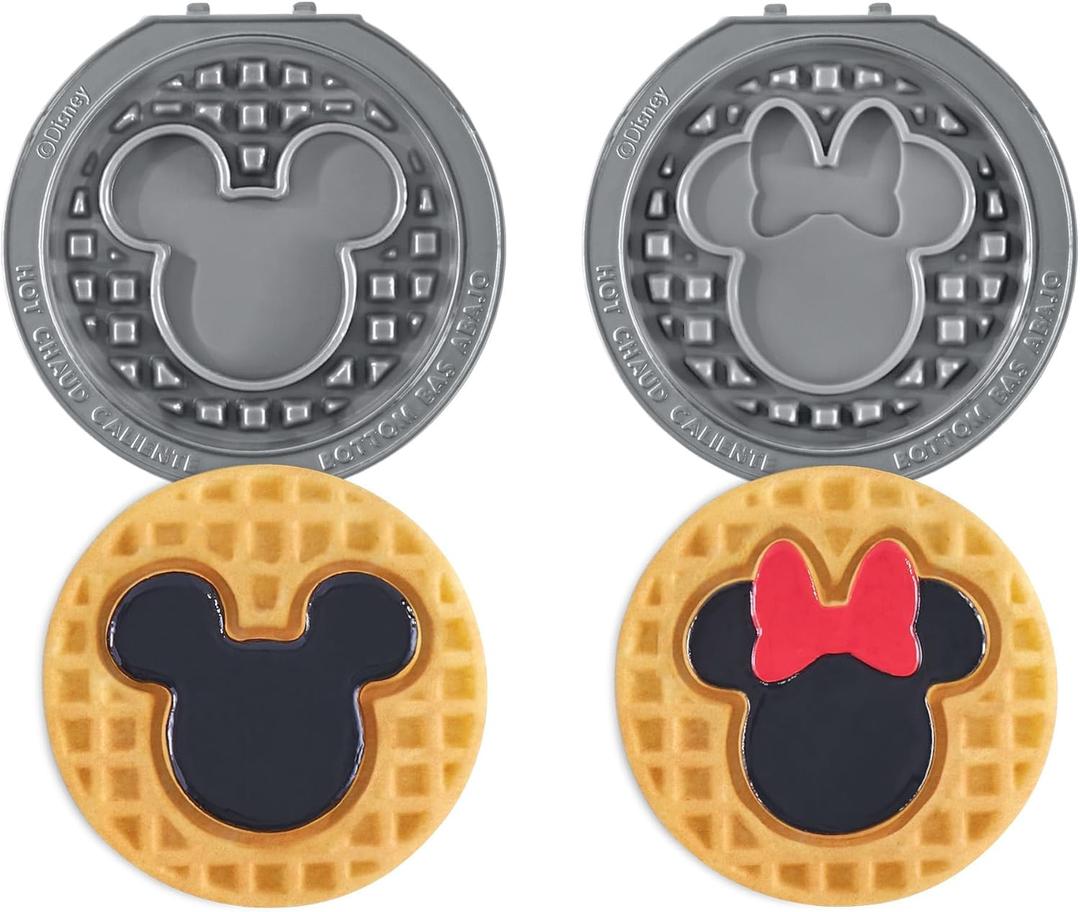 Dash MultiMaker Mini System Removable Plate Set - Ceramic, Nonstick Replacement Plates for Fun-Shaped Waffle Breakfast - Waffle Maker Not Included - 4-Inch - Two-Pack - Mickey & Minnie
