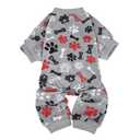SCENEREAL Fleece Dog Pajamas for Small Medium Large Dogs, Warm Soft Puppy Jumpsuit, Adorable Bones Paw Print Pet Sweaters Clothes, Doggy Pjs Cat Coat for Boy Girl, L