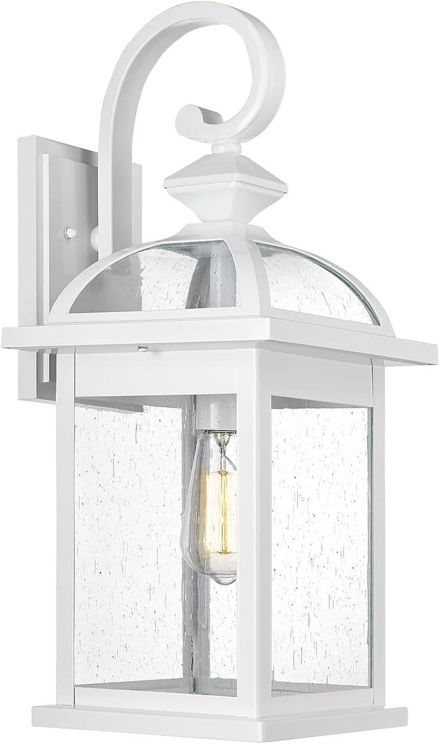 Darkaway Outdoor Lights Fixtures Wall Mount, Large 22inch Outdoor Wall Sconce Lights with Seeded Glass Waterproof Outside Exterior Lights Fixture for House Front Porch Patio Large, White