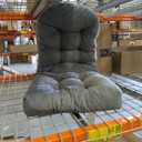 Rocking Chair Cushion - Chenille Fabric, High-Density Sponge, Durable Comfort Non-Slip Bottom Tufted Seat Pads with Ties, Chenille︱Light Grey, 44x19x4 inch