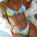 ZAFUL Womens High Cut Thong Bikini Set Swimsuits Cami String Sexy Bathing Suit (L)