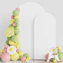Asee'm Wedding Arch Cover Fitted Spandex Covers (7.2FT, 6FT) 2-Sided Round Top Chiara Backdrop Stand Cover Set of 2 for Party Birthday Banquet Decoration White