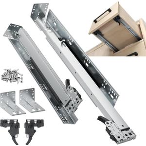 ToBeGreat Push to Open and Soft Close Undermount Drawer Slides,21 Inch Full Extension Concealed Bottom Mount Rails Glides with 3D Locking Devices for Kitchen & Cabinet(100 lb Capacity)
