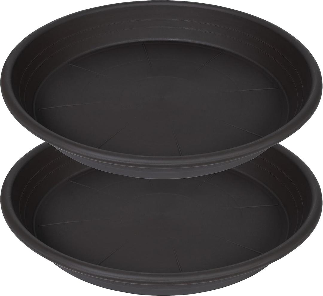 Plant Saucer Pot Tray 26 inch, Extra Large 2 Packs 26 inch Plastic Flower Planter Saucers, Heavy Drainage Tray for Indoors No Holes, Durable Plant Plate Water Catcher (Brown)