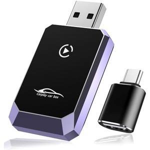 iVenkich Wireless CarPlay Adapter for iPhone, Convert Wired to Wireless CarPlay, Mini CarPlay Wireless Adapter for iPhone 6+ and Cars from 2016, Plug and Play, Supports Voice Commands Via Siri