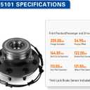 PAROD 515101 4X4 4WD Front Wheel Hub & Bearing Assembly Compatible with 2006-2008 Dodge Ram 1500, 2500, 3500 8lugs w/ABS