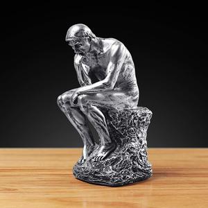 Creative Thinker Statues Individual Figurine for Living Room Decor H 9.6 Inch (argentate) (Silver)