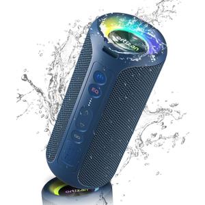 Ortizan Bluetooth Speaker, Portable with Big Audio, Wireless Stereo, 40W Deep Bass, RGB Light, BT5.3, Waterproof Shower Speakers for Outdoor/Beach/Home, Electronic Gift, Blue