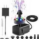 Jutai 24-Hours Working Bird Bath Fountains Electric, Adjustable Quiet Water Fountain Pump with LED Lights for Garden,Small Fish Tank, Pond,Water Features - 7 Nozzles,16.4Ft Power Cord