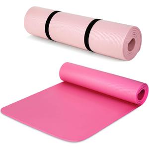 Woanger 2 Pack Yoga Mats (72x24) 3/8 Inch Thick Exercise Yoga Mat for Home Workout with Strap Non Slip Pilates Gym Supplies for Women Men (Pink, Rose Red)