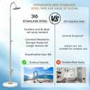316 Stainless Steel Outdoor Shower Faucet Freestanding Single Cold Outside Water Tap with 10 Inch Shower Head Outdoor Shower System for Pool, Yard, Garden, Beach, Outdoor Washing, OPASS1-BN