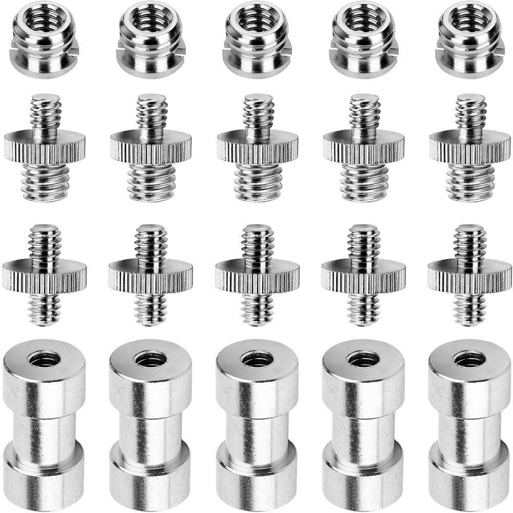 Anwenk 1/4 to 3/8 Screw Adapter Converter Threaded Screws Adapter Spigot Screw Mount Set for Camera Tripod Monopod Ballhead Flash Light Stand Shoulder Rig