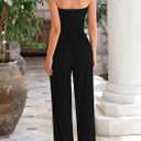 PRETTYGARDEN Womens Summer Outfits 2 Piece Sets Casual Ribbed Knit Crop Tube Top Wide Leg Pants Spring Matching Lounge Set (Black, XL)