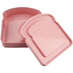 Pink Sandwich Container, Toast Shape Sandwich Box, Bread Container for Family or Adults, Plastic Food Storage with Lid, Sandwich Containers for Lunch Box(5.12 * 4.84 * 1.46in)