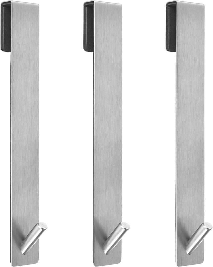 Kontoyo Shower Door Hooks(10 Inch),Extended Over Door Hooks for Bathroom Frameless Glass Shower Door,Stainless Steel Towel Hooks,Heavy Duty Rack Hooks for Robe,Towel-3 Pack-Silver