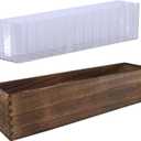Winlyn Rustic Wooden Planter Box 17.3" L x 3.9" W x 3.9" H Brown Rectangular Planter Decorative Wood Box with Removable Plastic Liner Window Box for Farmhouse Wedding Home Garden Table Centerpiece. (Medium)