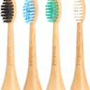 Bamboo Toothbrush Heads Compatible with Philips Sonicare, Soft Castor-Oil Bristles, Biodegradable Toothbrush Replacement Heads, Eco-Friendly & Daily Cleaning