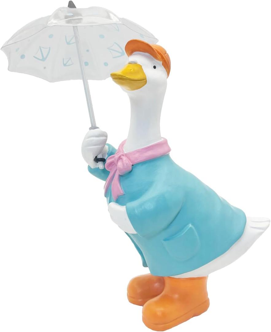 Etlemonde Goose Statue for Holding Umbrella Porch Goose Home Decor Cute Resin Decoration Room Garden Lawn Yard Hand Painted Sculpture Decorative Gift for Kids and Women(Blue)