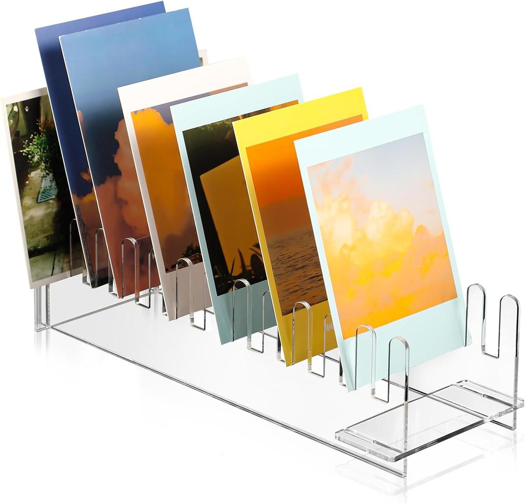 Briwooody 1 Pc Greeting Card Display Stand Acrylic Greeting Card Display Portable Tabletop Postcard Organizer Multi Purpose Photo Rack for Retail Counter Vendors Craft Fairs Art Show Sticker (Clear)