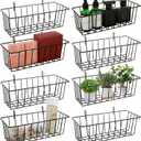 8Pcs Wire Basket, Grid Panel Hanging Wire Baskets, Black Grid Wall Basket for Organizing, for Storage Kitchen Bathroom Home, 9x3.9x2.9 Inches