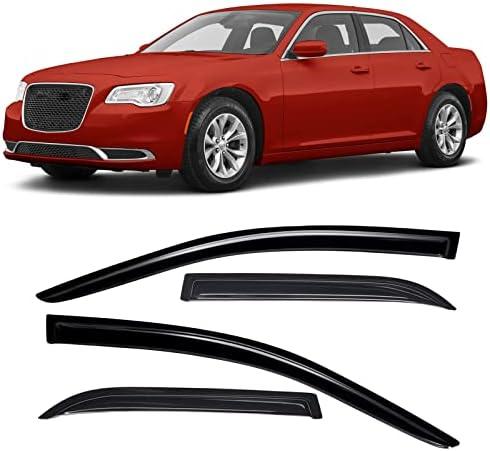 DYRDINSHOW Window Visor 4pcs Tape-On Rain Guards, Wind Deflector Compatible with 2011-2022 Chrysler 300 Rain Guards Shield Shade Smoke