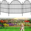 10 Panels No Dig Decorative Outdoor Garden Fence, 24in (H) x20ft (L) Animal Barrier Fencing for Dog, Arched Flower Bed Edging, Rustproof Metal Wire Panel Border with Temporary Ground Stakes